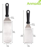 Metal Spatula Stainless Steel and Scraper - Professional Chef Griddle Spatulas Set of 3 - Heavy Duty Accessories Great for Cast Iron BBQ Flat Top Grill Skillet Pan - Commercial Grade