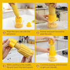 Corn Cob Stripper and Peeler Tool with Bowl, Multifunction Quick Corn Kernel Cutter Set with Grinder, Fast Kernel Peeler for Corn on The Cob, Non-Slip Base for Kitchen