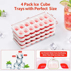DOQAUS Ice Cube Trays 4 Pack, 56 pcs Silicone Ice Cubes Tray Maker with Spill-Resistant Removable Lid, Easy Release & Pop out, LFGB and BPA Free, Stackable Flexible, for Baby Food, Cocktail, Coffee