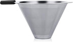 Joyzan Pour Over Coffee Maker, High-Heat Paperless Glass Drip Dripper Brewer Carafe with Reusable Stainless Steel Filter Scale Line Paperless Removable Portable Pot Set Clear Camping Hiking 400ML