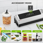 Bonsenkitchen Vacuum Sealer Machine with Mason Jar Sealer Kit | Compact Food Sealer for Kitchen Storage & Meal Prep | Multiple Modes | External Vacuum System & 40 Vacuum Bags, Silver