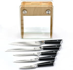 Mercer Culinary Premium Grade Super Steel 6-Piece Knife Set with Glass/Wood Block Stand, G10 Handles