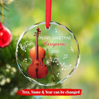 Cello Christmas Tree Glass Ornament, Personalized Text & Name Cello Musical Instrument Xmas Ornament Gifts for Musical Lover, Cellist Christmas Ornaments 2025, Custom Instrument Player Glass Keepsake