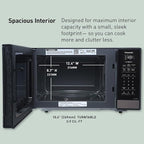 Panasonic NN-SB438S Compact Microwave Oven, 0.9 cft, Black Stainless Steel