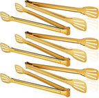 6 Pack Gold Serving Tongs, 12.9 Inch Stainless Steel Salad Tongs, Food Tong Serving Utensils for Cooking Buffet Wedding Party Catering