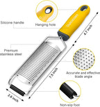 Classic Zester and Grater - Professional Kitchen Lemon Zester for Lime, Cheese, Garlic, Ginger, Chocolate, Vegetables, Fruits, Dishwasher Safe (Wide)