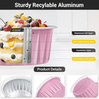 EUSOAR Cupcake Liners, 5oz 100pcs Aluminum Foil Cupcake Liners, Muffin Liners Cups with Lids, Disposable Aluminum Foil Cupcake Baking Cups Holders Cases Boxes Pans with Lids