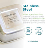 U Konserve Stainless Steel Food Storage Bento Box Container, Leak Proof Silicone Lid Dishwasher Safe - Plastic Free (30oz Clear)