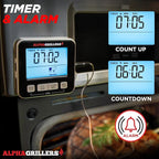 Alpha Grillers Turkey Thermometer - Digital Meat Thermometer with Electric Oven Safe Wired Leave-in Probe for Cooking & Roasting - Large Display with 7 Preset Temp Alerts, Timer & Alarm