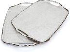 TP Serving Trays with Handles, 17 x 12 Inch Melamine Serving Platters for Food, Meat, Set of 2 Rectangular Trays for Eating, Rustic White