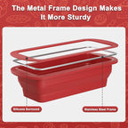 2 Packs of Collapsible Silicone Bread Loaf Pan With Foldable Function and Metal Reinforced Frame,Rectangular Non-Stick Baking Mold Pans for Oven, Bread, Cake, Easy Release(9"x4"x2.5", Red, 2 Pieces)