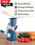 Geedel Rotary Cheese Grater Cheese Shredder - Upgraded 5-in-1 Cheese Grater with Handle and Strong Suction Base, Multi-purpose Vegetable Slicer Ice Shaver Nuts Grinder for Ice, Vegetables, Fruit, Nuts