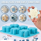 HKNMTT Snowflake Christmas Silicone Mold 12 Cavity 6 Shapes for Holiday Soap Chocolate Cocoa Bomb Ice Candy Oreo Covered Jello Xmas Winter Wax, Oven Safe Baking Frozen Moulds DIY Candle Craft Set