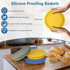 Electric Heating Bread Proofing Basket, Sourdough Starter Warmer - 4 Heat Settings, Foldable 9-Inch Sourdough Starter Kit, Silicone Banneton Basket-Multipurpose for Warming Pet Food, Yellow