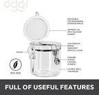 Oggi 4pc Clear Canister Set with Clamp Lids & Spoons - Airtight Food Storage Containers, Ideal for Kitchen & Pantry Storage of Bulk, Dry Food Including Flour, Sugar, Coffee, Rice, Tea, Spices & Herbs