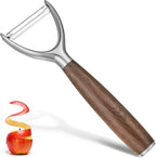JUSEEPO Premium Vegetable Peeler, Y Type Swivel 304 Stainless Steel Blade Comfortable Solid Wood Handle, Practical gifts for the home kitchen mom grandma for Veggie, Fruit, Potato(Hard Maple)