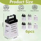 6 Pcs Mini Cheese Grater Professional Box Grater Stainless Steel Fine Coarse Handheld Slicer with 4 Sides Small Box Food Shredder Safe Zester