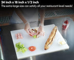 CURTA Cutting Boards for Kitchen, 24" x 18" x 0.5" Blue Color Coded Plastic Commercial Chopping Board Anti Slip Surface Dishwasher Safe
