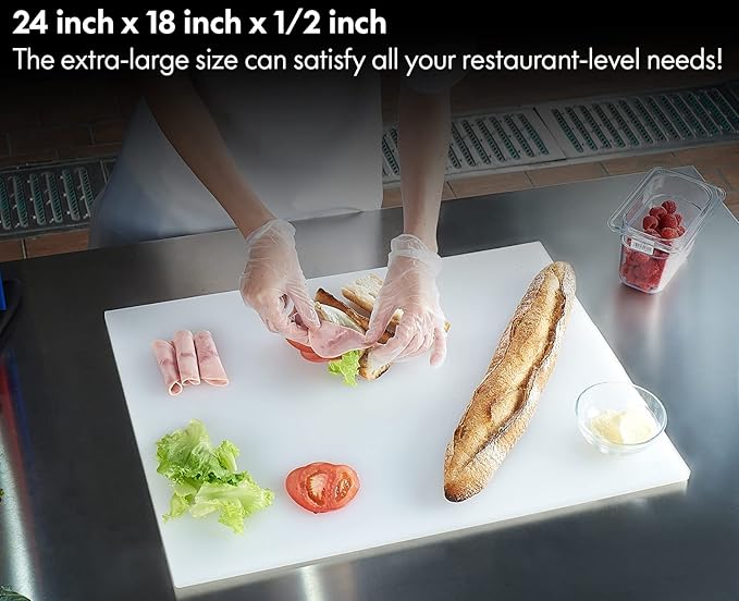 CURTA Cutting Boards for Kitchen, 24" x 18" x 0.5" Green Color Coded Plastic Commercial Chopping Board Anti Slip Surface Dishwasher Safe