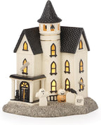 Lenox Vintage Halloween Light-Up Manor Figurine, 8.25-Inch, Porcelain Haunted House, Halloween Decor Indoor, Pumpkins, Ghost, Fall Decor Spooky Table Decoration (1 Piece) 3 AAA Batteries Not Included