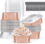Mini Cake Pans With Lids (10oz,40 Pack) 4”x4” Aluminum Foil Square Cupcake Liners Brownie Baking Cups, Disposable Large Cupcake Pan, Jumbo Muffin Tin Ramekins Holders