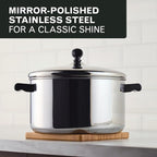 Farberware Classic Series Stainless Steel Pots and Pans with Baking Sheet Pan, Cooking Tools, and Lids, Induction Ready, Dishwasher Safe, 10 Piece Cookware Set, Metal Utensil Safe - Stainless Steel