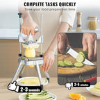 VEVOR Commercial Vegetable Fruit Chopper, Stainless Steel French Fry Cutter w/ 4 Blades 1/4" 3/8" 1/2", Vegetable Chopper Dicer w/Stainless Bowl, Heavy Duty Cutter for Potato Tomato Onion Mushroom