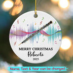 Personalized Oboe Instrument Ceramic Ornament, Customized Text Year Name Oboist/Oboe Musical Player Christmas Ornaments Gift for Women Men Friends Kids, Oboes Musical Lover Appreciation Ornament