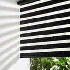 Persilux Cordless Zebra Blinds for Windows Free-Stop Window Shades (27" W X 72" H, Black) Dual Layer Light Control for Day and Night, Light Filtering Sheer Shades for Home, Easy to Install