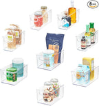 iDesign Stackable Pantry Bins with Handles, 4 Small and 4 Medium Bins, 8 Pack, Clear, Made in USA