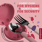 Bentoheaven Kids Travel Utensils with Case, Food-Grade Stainless Steel & BPA-Free Plastic, Travel Kid Cutlery Set, Dishwasher Safe Fork, Spoon & Case, Reusable Flatware, Silverware for Kids(Dachshund)