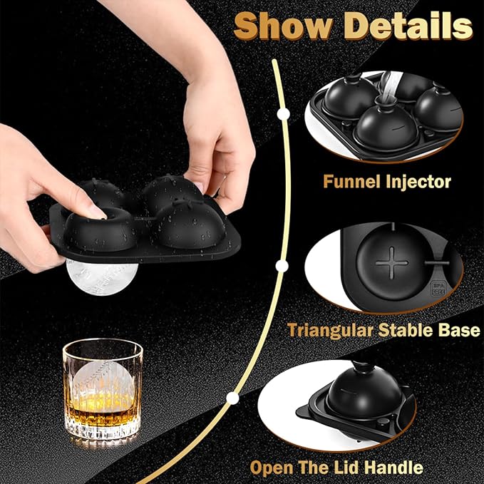 Baseball Ice Cube Mold 2.1 Inch Large Silicone Baseball Ice Cube Molds Fun Shapes Craft Sphere Ice Molds Novelty Christmas Gifts Stuff for Men Women Cocktails, Bourbon, Brandy, Whiskey(1, Baseball)