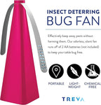 Treva Chemical Free Bug Fan, Fly Deterrent with Holographic Blades to Clear Bugs, Mosquitoes, and Flies, Battery Powered Fly Fan, Pink (4 Pack)