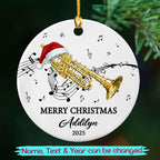 Unique Trumpet Instrument Ceramic Xmas Tree Ornament, Customized Text Year Name Trumpeter/Trumpet Player Ornaments Gift for Women Men, Personalized Trumpets Musical Lover Ceramic Keepsake Ornament