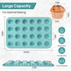 2-Pack Light Blue 24-Cup Ceramic Mini Muffin Pan – Non-Stick Muffin Tin, PFOA-Free, Healthy Baking, Perfect for Cupcakes, Breakfast Treats & Party Delights