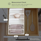 KitchenEdge Bamboo Kitchen Towel and Food-Storage Organizer, Perfect for Kitchen Drawers, Cabinets, Pantry, 5 Adjustable Wall Inserts, Non-Slip Feet, Organize Food Containers, Food-Safe White Finish