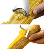 AYUCOPLEX Corn Stripper and Peeler Set, 2-Piece Kitchen Tool for Fresh Corn on The Cob, Hand-operated Vegetable Peelers Professional Corn Kernel Remover with Comfort Grip