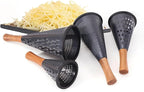 Cone Cheese Grater with Handle Stainless Steel Grater Triple Function Wood Handle Shredder Non-Slip Rubber Bottom Hand Held Multifunction Vegetables Grater Black 4-Size (Size L: 10.6" X 4.7" Black)