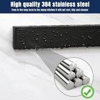 Dmore magnetic knife holder for wall—with 4 hooks, No Drilling 20 Inch black knife magnetic strip, Powerful knife magnet rack, include Adhesive Tape and screws for Knives, Utensils, and Tools