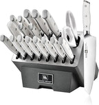 Klaus Meyer Stahl 19 Piece High Carbon Exclusive German Steel Knife Block Set (White)