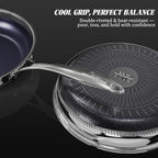 10" Hybrid Ceramic Nonstick Frying Pan, 3-Ply Stainless Steel Skillet, 2-Layer Coating, PFAS & PTFE Free, 9H Hardness & Corrosion Resistance, Dishwasher Safe, Induction Compatible-Dark Blue