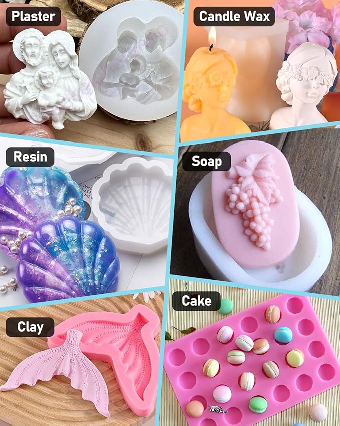 Nicpro 170oz Silicone Mold Making Kit 15A, Translucent Silicone Rubber, Non-Toxic Flexible & Food Safe Mold Kit, Mix Ratio 1:1 Casting Silicone for Resin with Frame Housing