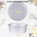HomeMall Round Cake Pan Set of 3 (6 x 3 inch/8 x 3 inch/10 x 3 inch), Aluminum Baking Pans for Layer Cakes, Heavy Duty Non-Stick, Evenly Baking Tools for Home Kitchen, Birthday Wedding Anniversary