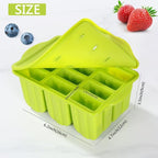 Popsicles Molds Set, 12 Cavity Homemade Maker Ice Pop Mold, Silicone Freezer Molds with 50 Popsicle Sticks 50 Popsicle Bags 50 Ties Funnel Recipes and Cleaning Brush