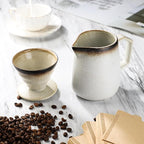 Pour Over Coffee Maker, Ceramic Coffee Dripper 20oz/620ml, with 50 pcs V60 Paper Filter, Drip Coffee Brewer, Vintage-Style (white, 1)