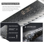 YARENH 8-Piece Kitchen Knife Set with Block,Damascus Chef Knife, 67-Layer High Carbon Stainless Steel,Sharp Rust-Resistant Blades,Sandalwood Handle