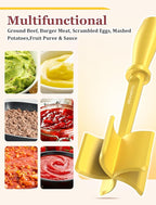 5-Curve Blade Meat Masher for Ground Beef, Heat Resistant Hamburger Chopper, Non-Stick Mix and Chop Kitchen Tool
