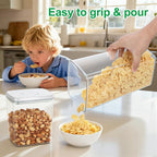 TBMax Flour Sugar Storage Container 3Pack 1.26+2.11+3.48 Quart, Airtight Food Storage Containers with Pop Up Lid & Measuring Scoop for Kitchen Pantry Organization