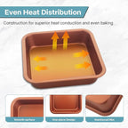 2-Pack 8 inch Square Cake Pan, 8x8 Baking Pan, Cornbread Square Baking Pan, Perfect for Brownies, Lasagna,Oven Safe
