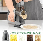 Cheese Grater Rotary Cheese Grater,Versatile Cheese Shredder,Blades for Shredding, Grating, Slicing,Cheese Shredder with Suction Base and Cleaning Brush Kitchen Gift (gray)